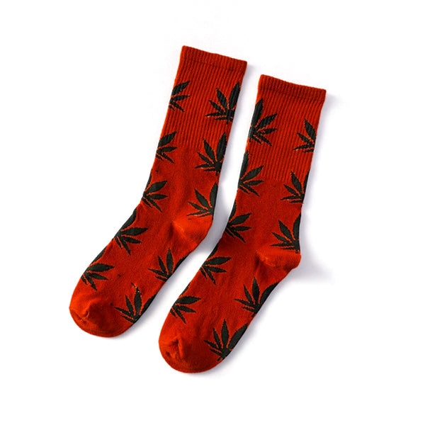 Leaf Crew Socks Black/Red