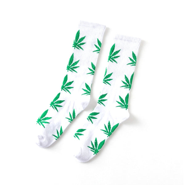 Leaf Crew Socks Green/White