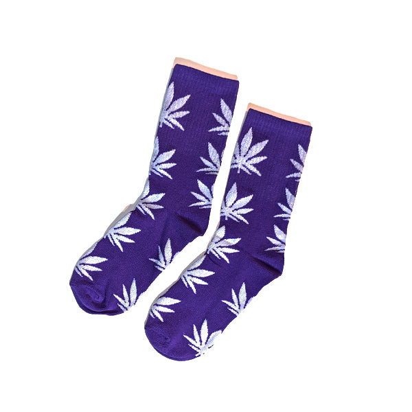 Leaf Crew Socks Grey/Purple